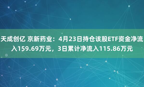天成创亿 京新药业：4月23日持仓该股ETF资金净流入159.69万元，3日累计净流入115.86万元