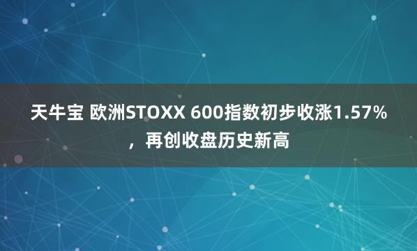 天牛宝 欧洲STOXX 600指数初步收涨1.57%，再创收盘历史新高